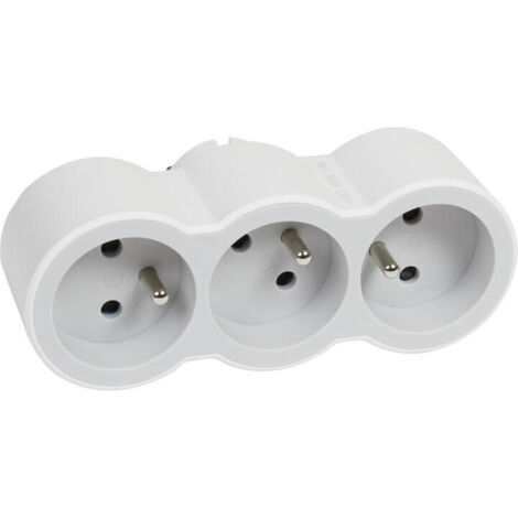 Legrand – Fiche multiprise 3 prises 2P+T frontales – Puissance 3680 W – Intensité 16 A – Design blanc pour intérieur