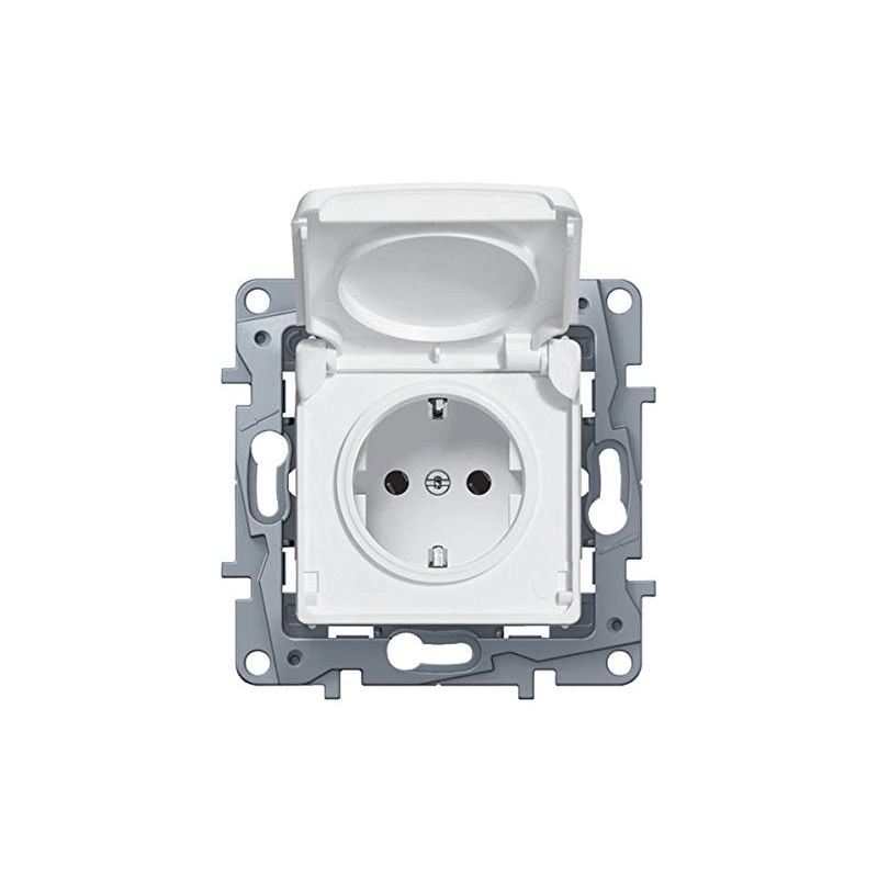 Niloe prise niloe 2 pôles + terre IP44 automatique protection inférieure blanc 664747 - Legrand