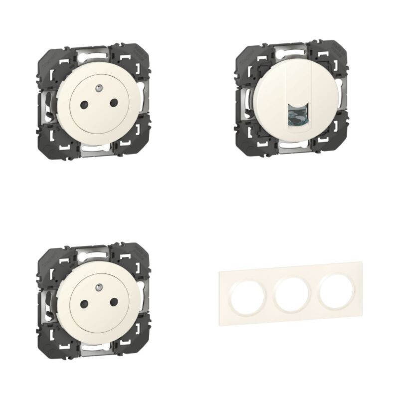 Legrand - Pack Dooxie 2x2P plus t plus RJ45 plus Plaque 3P