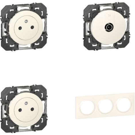 Legrand Pack Dooxie 2x2P plus T plus TV plus Plaque 3P