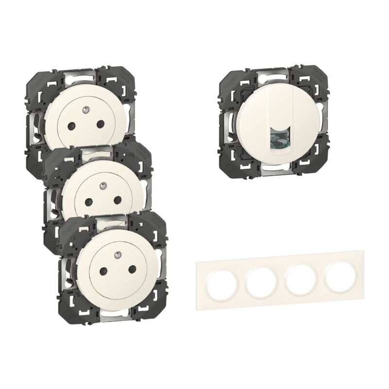 Legrand Pack Dooxie 3x2P plus T plus RJ45 plus Plaque 4P