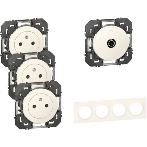 Legrand Pack Dooxie 3x2P plus T plus TV plus Plaque 4P