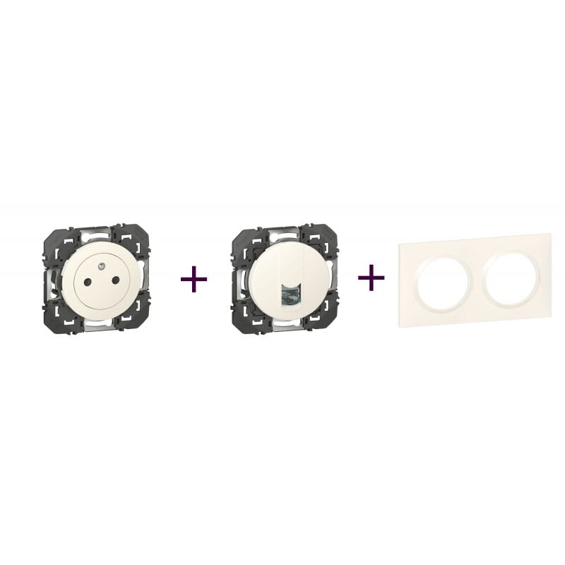 Legrand - Pack Dooxie RJ45 plus 2P plus t plus Plaque 2P