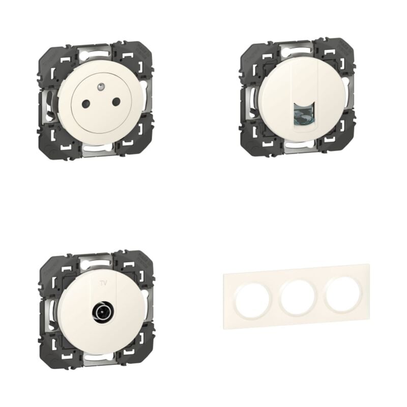 Legrand - Pack Dooxie RJ45 plus 2P plus t plus tv plus Plaque 3P