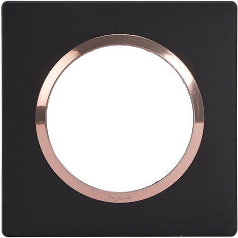 Legrand – Plaque carrée Dooxie 1 poste – Finition noir velours avec bague cuivre – Compatible avec mécanismes Dooxie – Usage intérieur uniquement
