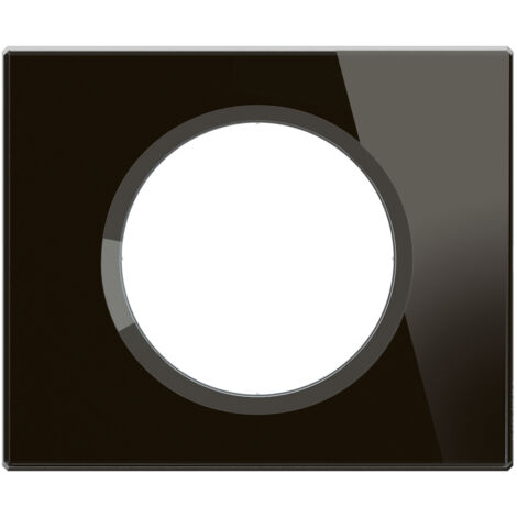 Legrand – Plaque Céliane 1 poste – Finition verre Onyx noir – Sous-plaque en plastique recyclé – Ajustement irrégularités mur jusqu'à 2,25 mm