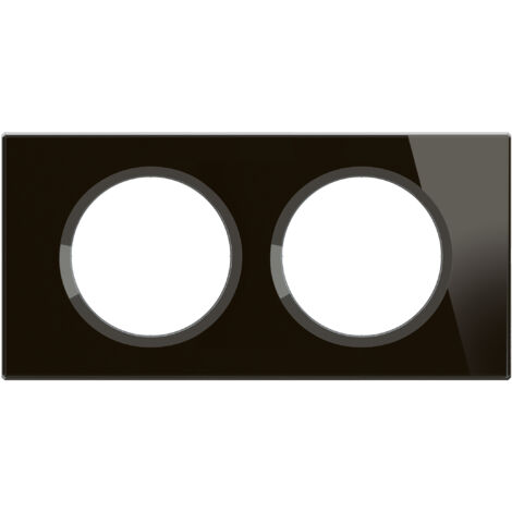 Legrand – Plaque Céliane 2 postes – Verre Onyx Noir – Sous-plaque en plastique recyclé – Compatible avec mécanismes Céliane