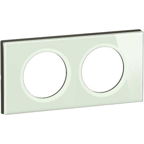 Legrand - Plaque de finition Céliane 2 postes - Verre Opale Blanc