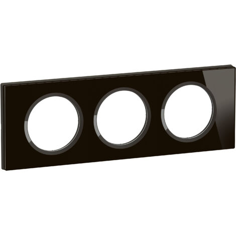 Legrand - Plaque de finition Céliane 3 postes - Verre Onyx Noir