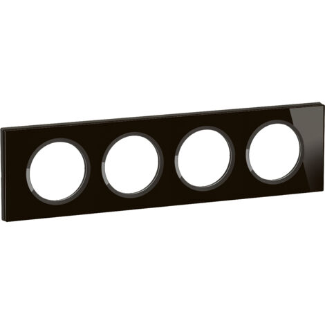 Legrand - Plaque de finition Céliane 4 postes - Verre Onyx Noir