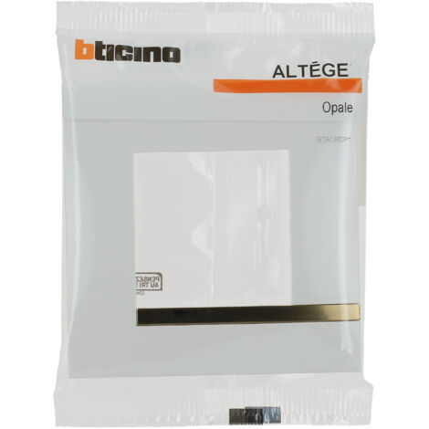 Legrand – Plaque déco 1 poste Altège Opale – Blanc brillant avec liseré imitation or – Installation facile avec tournevis – Compatible interrupteurs Altège