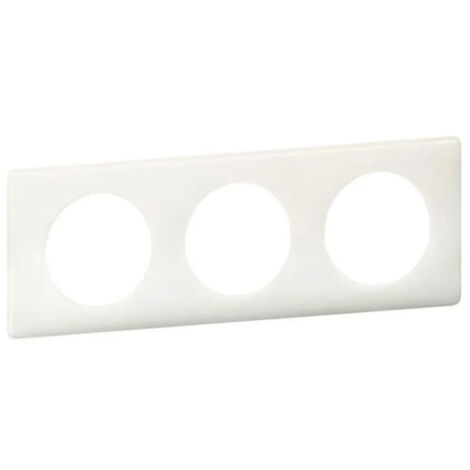 Legrand – Plaque électrique 3 postes laqué blanc – Montage horizontal ou vertical – À associer avec support universel Batibox
