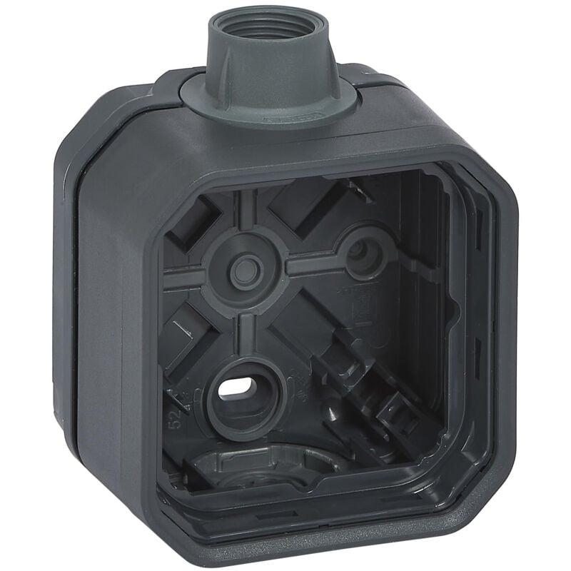 Plexo new 069628L boîtier mural 1 prise, iso 20, pour pièces humides, avec accès par câble anthracite - Legrand