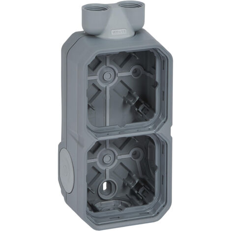 LEGRAND, PLEXO NEW 069688L BOÎTIER DE MONTAGE EN SAILLIE POUR PIÈCES HUMIDES, 2 MEMBRANES, 2 PORTS ISO 20, ACCÈS CÂBLE HORIZONTA