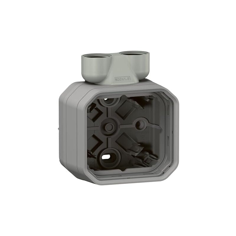Plexo new 069846L boîtier pour pièces humides montage en saillie 1 prise, 2 iso 20 accès par câble, gris - Legrand