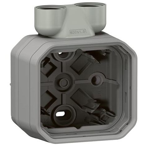 LEGRAND, PLEXO NEW 069846L BOÎTIER POUR PIÈCES HUMIDES MONTAGE EN SAILLIE 1 PRISE, 2 ISO 20 ACCÈS PAR CÂBLE, GRIS