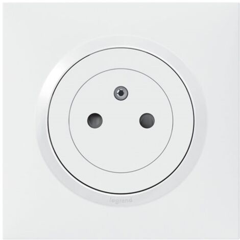 Legrand – Prise de courant 2P+T 16A – Bornes automatiques pour installation rapide – Couleur blanche – Plaque de finition Dooxie incluse