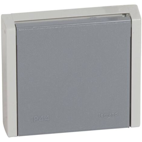 Legrand – Prise de courant 3P+N+T 20A à fixer sur boîte Ø67mm – IP44 – IK08 – Connexion à vis – Plexo complet – Gris
