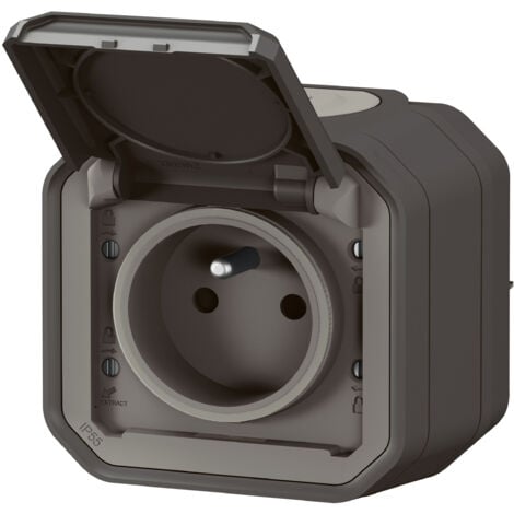Legrand - Prise de courant avec volet Plexo complet saillie - anthracite