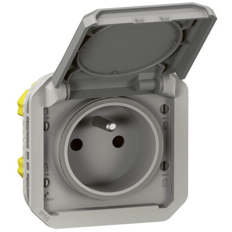 Legrand - Prise de courant avec volet Plexo composable - Gris