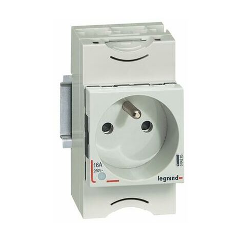 Legrand – Prise de courant modulaire 10A à 16A 250V – 2P+T avec voyant – Mode de pose rail DIN – IP2X pour protection contacts accidentels