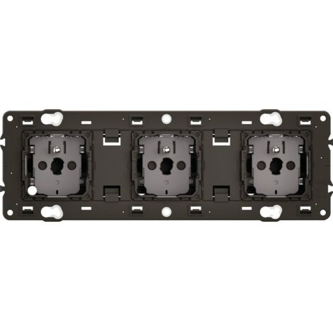 Legrand – Prise de courant triple 2P+T 16A CM0113 – Installation rapide sans câblage – Boîtier thermoplastique noir – Compatible supports universels