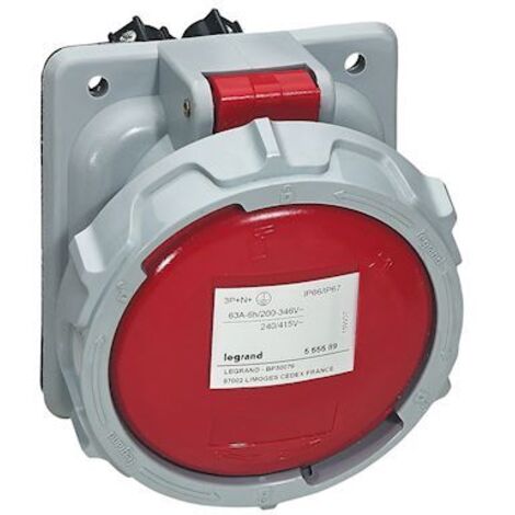 Legrand – Prise fixe P17 63A 380V à 415V 3P+N+T – Indice de protection IP66/67 – Résistance aux chocs IK09 – Pour installations industrielles
