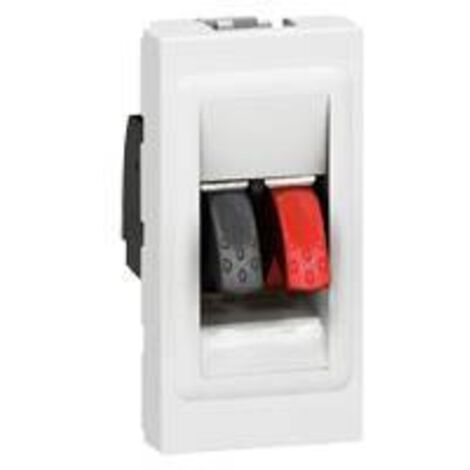 Legrand – Prise haut-parleur 1 module blanc – Liaison audio stéréo – Compatible avec support Batibox – Installation encastrée ou en saillie