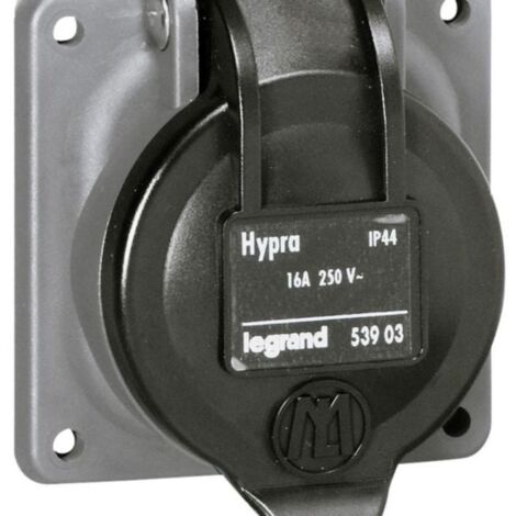 Legrand – Prise murale industrielle 2P+T 16 A – Tension 250 V – Indice de protection IP44 – Fixation sur coffret Hypra – Pour installations électro-domestiques