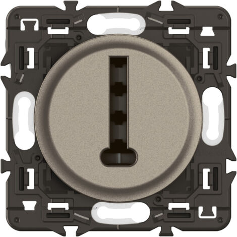 Legrand - Prise téléphone Céliane 8 contacts - Enjoliveur Titanium et support