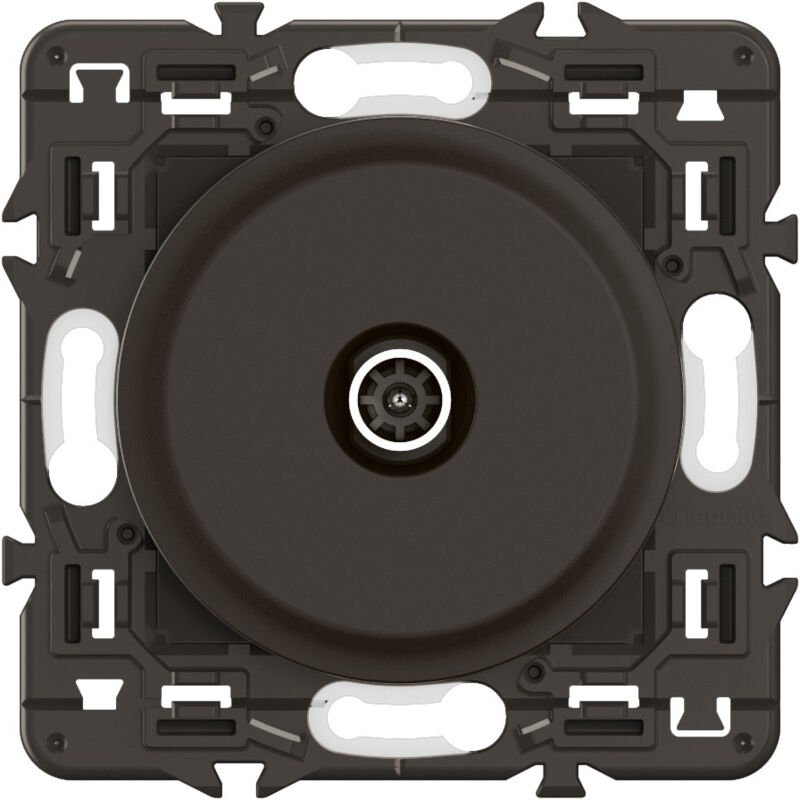 Prise tv mâle Céliane - Noir + support, à équiper d'une plaque - Legrand