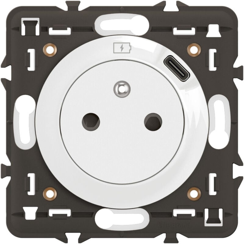 Prises Surface Confort + usb-c Céliane - Blanc + support, à équiper d'une plaque - Legrand