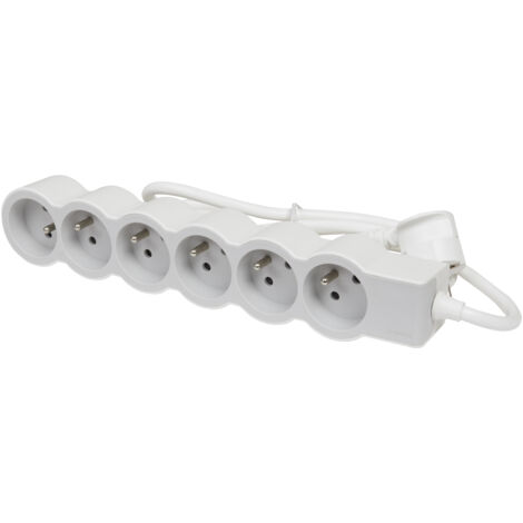 Legrand – Rallonge multiprise extra-plate 6 prises 3m – Orientation 5 à 45° et 1 à 90° – Puissance 3680W sous 230V – Cordon 3G 1,5mm²