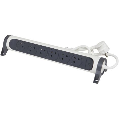 Legrand – Rallonge multiprise rotative 6 prises type E – 5 orientées à 45°, 1 à 90° – Cordon 3m – Interrupteur On/Off lumineux