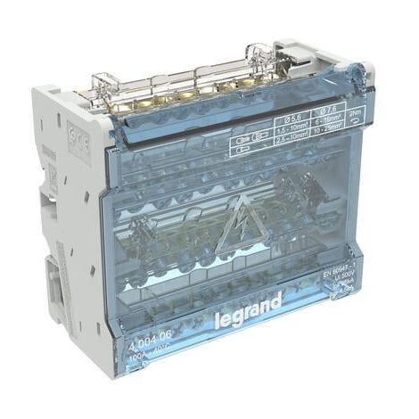 Legrand – Répartiteur pour tableau électrique tétrapolaire 100A – 10 départs – 6 modules – Montage rail DIN – Capacité bornes 1.5-16 mm²