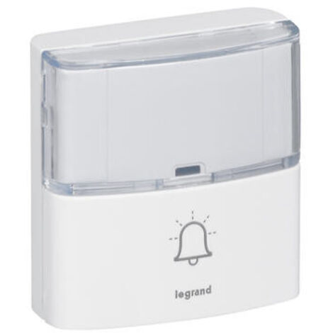 Legrand – Sonnette IP54 étanche pour kit carillon – Alimentation batterie CR2032 incluse – Portée radio 100m – Installation facile avec adhésif et vis
