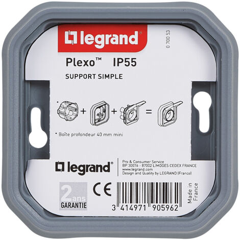 Legrand - Support plaque 1 poste Plexo pour montage encastré - Gris