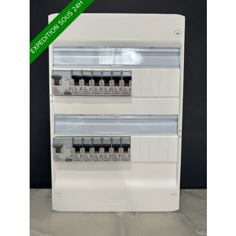 Legrand – Tableau électrique 2 rangées 13 modules – Différentiel 63A type A et Ac – Disjoncteurs 10A, 16A, 20A, 32A – 2ID63