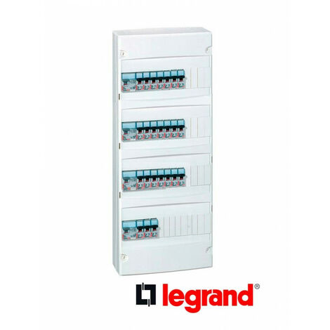 Legrand – Tableau équipé 4 rangées 13 modules – 4 interrupteurs différentiels 40A 30mA – Disjoncteurs DNX 2A à 32A – Coffret non câblé