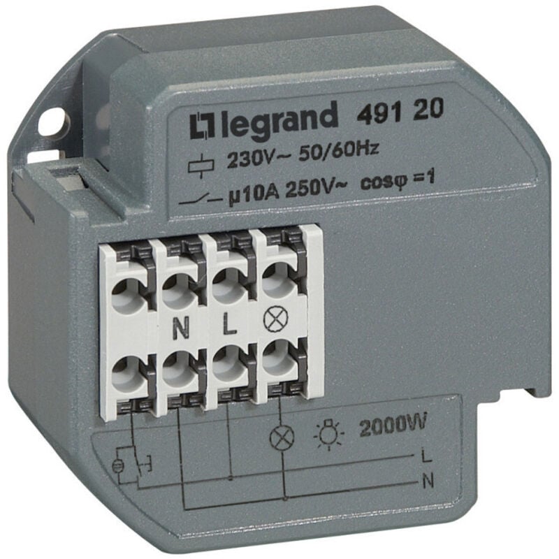 Télérupteur à encastrer unipolaire silencieux 10A 230V - Legrand