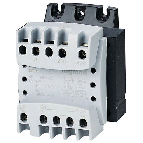 Legrand – Transformateur pour tableau électrique 160VA – Tension primaire 230/400Vac – Tension secondaire 12V/24Vac monophasé – Norme IEC EN 61558-2-6