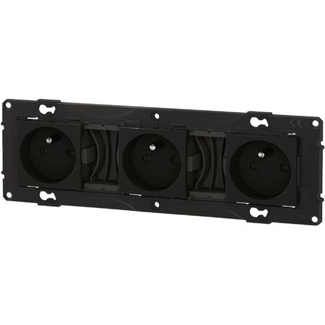 Legrand – Triple prise de courant précâblée 16A – Connexion à bornes automatiques – Finition Nuit – Prise pour tableau électrique – BTAL23SD
