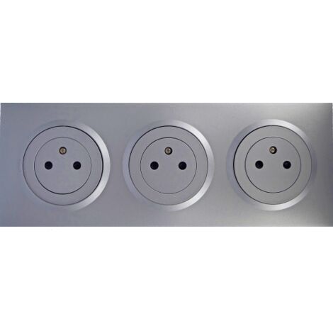 Legrand – Triple prise de courant surface Dooxie complète aluminium – Prise 2P+T – 250V 16A – Pour installations intérieures – Design moderne