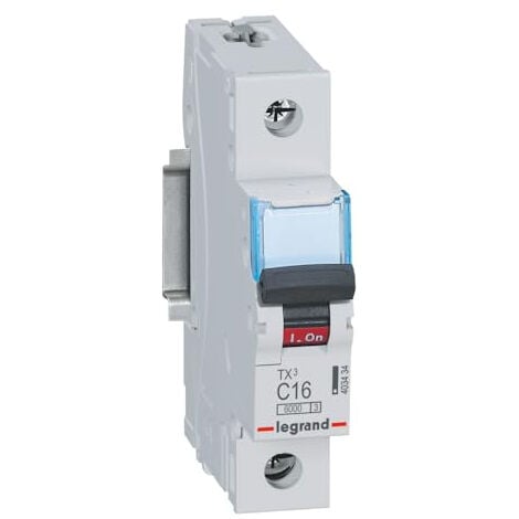 LEGRAND, TX3 403434 DISJONCTEUR TYPE C, 16 A, 1 PÔLE, 6 KA, 230/400 VAC, 1 UNITÉ DE DIVISION