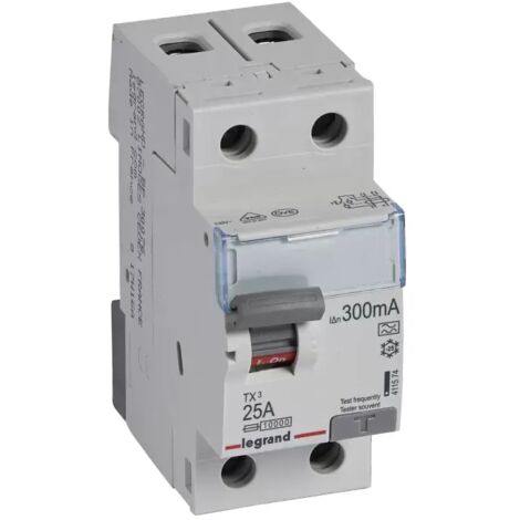 Legrand TX3 Fehlerstromschutzschalter 25A, 2-polig, 300mA, Typ A, 230VAC, 2TE 411574
