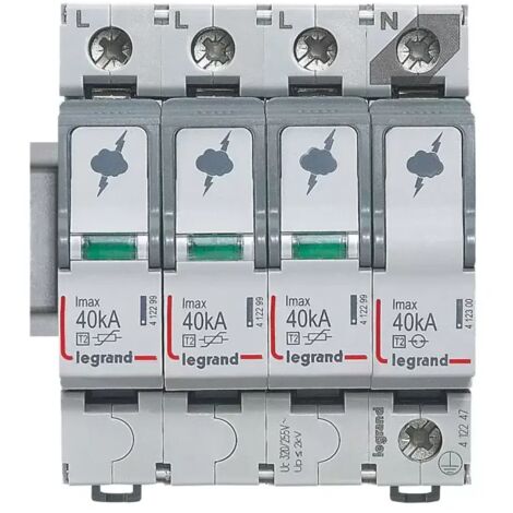Legrand Überspannungsableiter Typ 2, 3+1 Schaltung, 230/400 VAC, Imax 40 kA, (Uc)320 VAC 412247