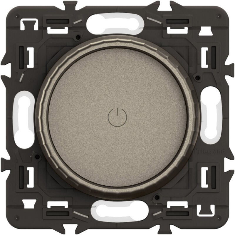 Variateur avec bague rotative 200W led Céliane - Enjoliveur Titanium et support - Legrand