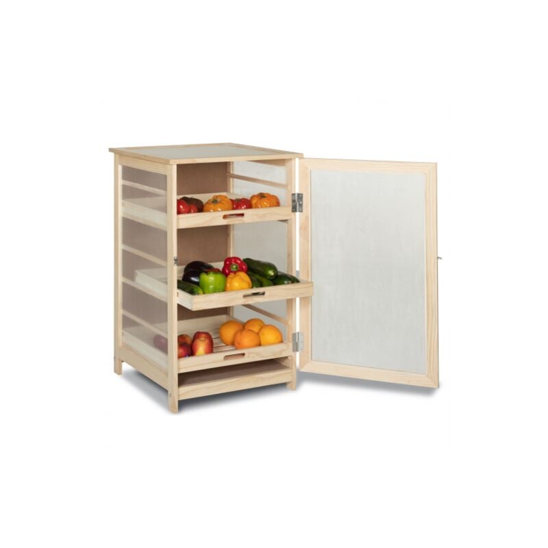 Légumier fruitier en bois VEGGE avec 3 tiroirs amovibles - Naturel