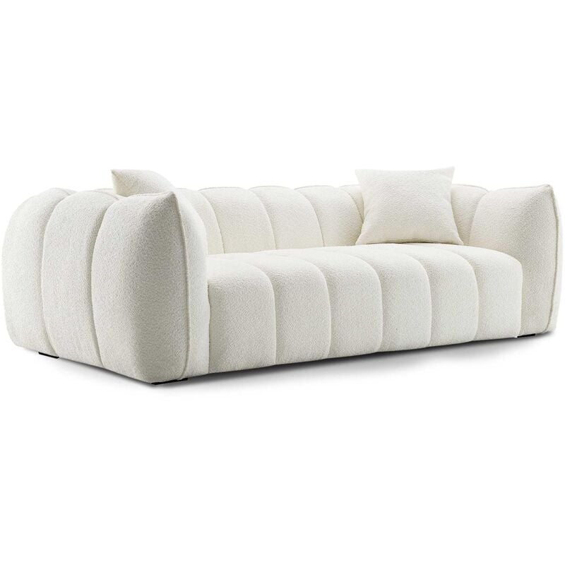 Mobilier Deco - lehna - Canapé 3 places effet peau de mouton écru