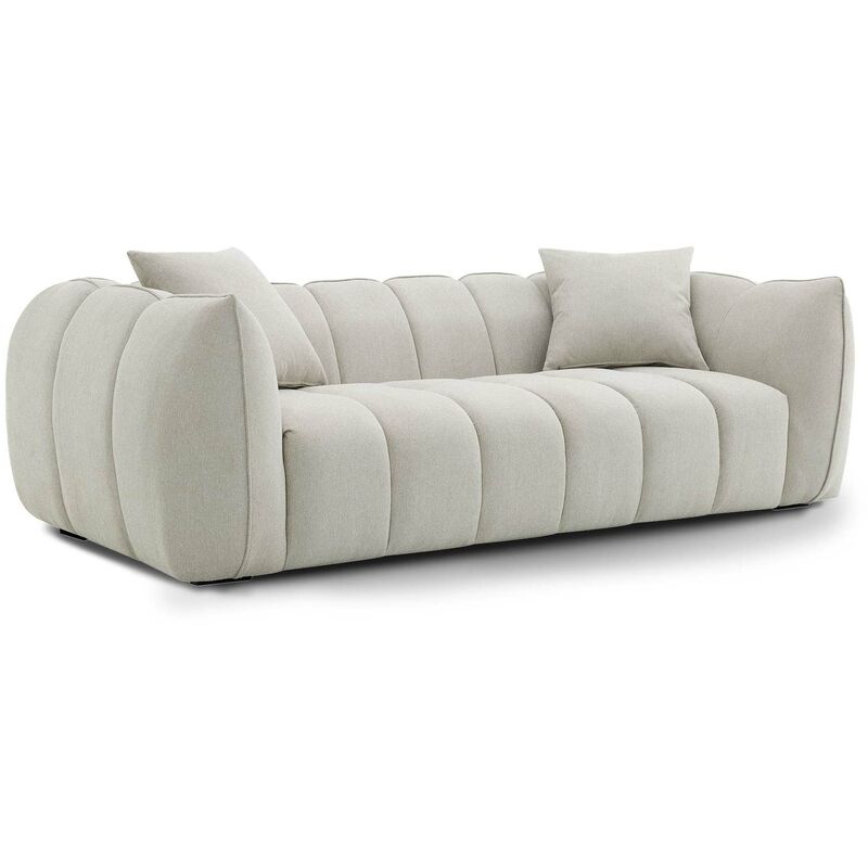 Mobilier Deco - lehna - Canapé 3 places en tissu beige
